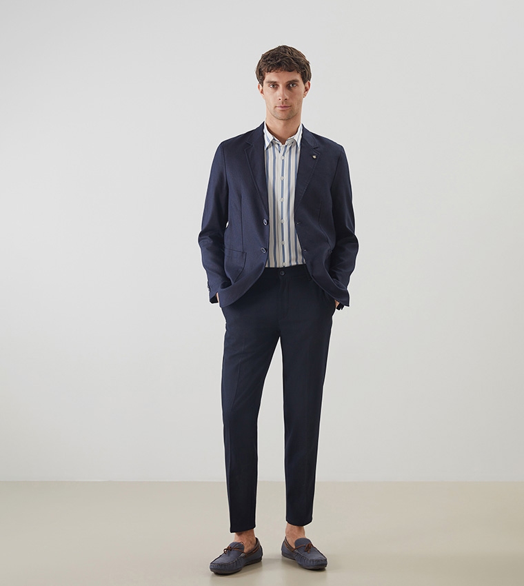 Slim Fit Linen-Look Blazer