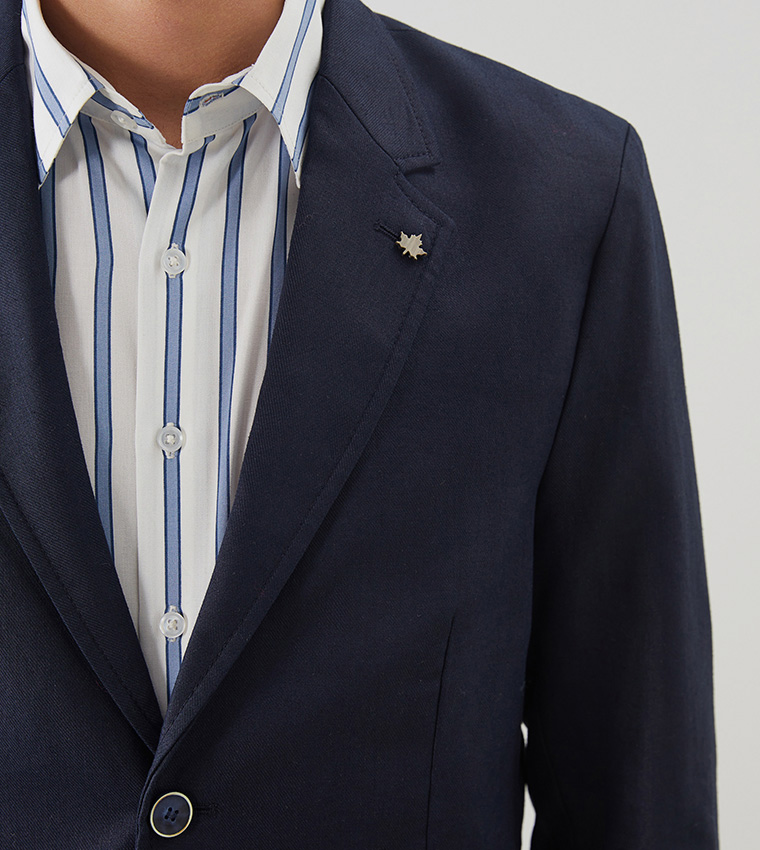 Slim Fit Linen-Look Blazer