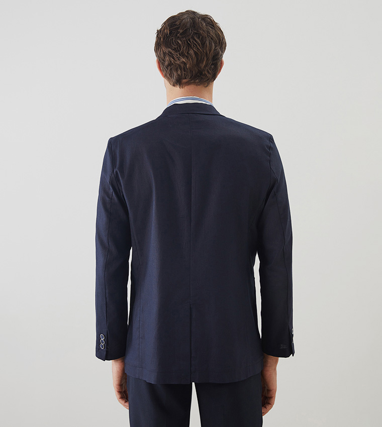 Slim Fit Linen-Look Blazer