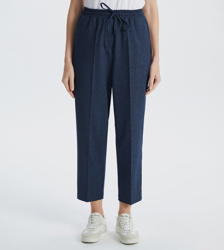 Drawstring Waist Carrot Fit Pants