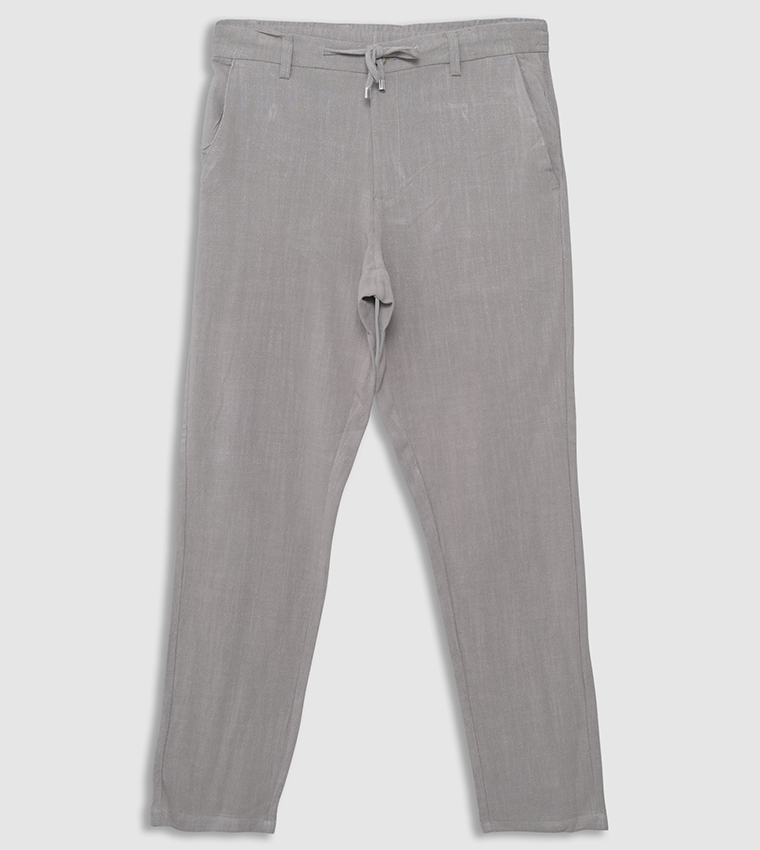 Standard Fit Linen Blend Trousers