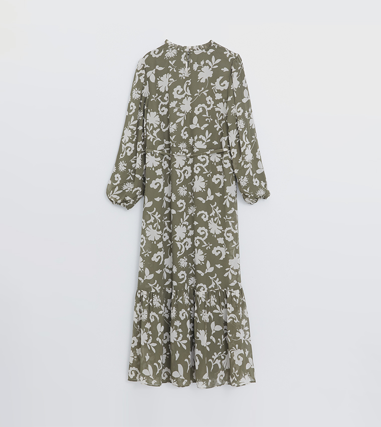 Patterned Long Sleeves Maxi Dress
