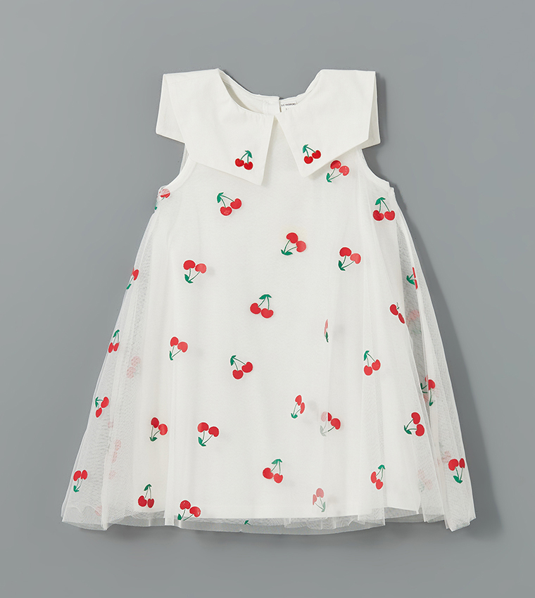 Cherry Printed Short Sleeves Dress
