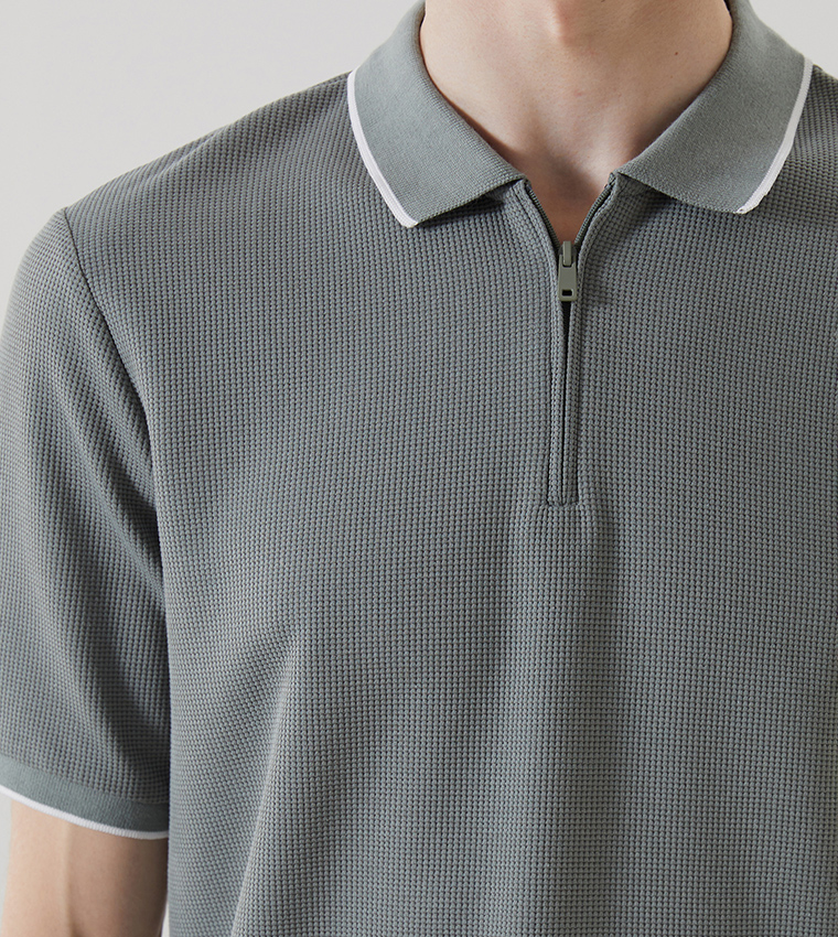 Contrast Tipping Short Sleeves Polo T-Shirt