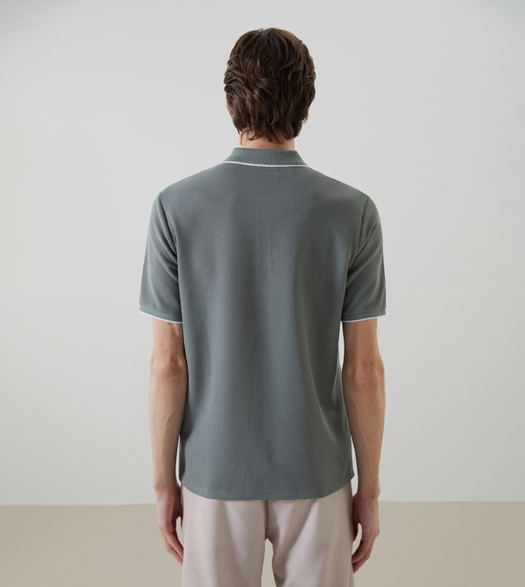 Contrast Tipping Short Sleeves Polo T-Shirt