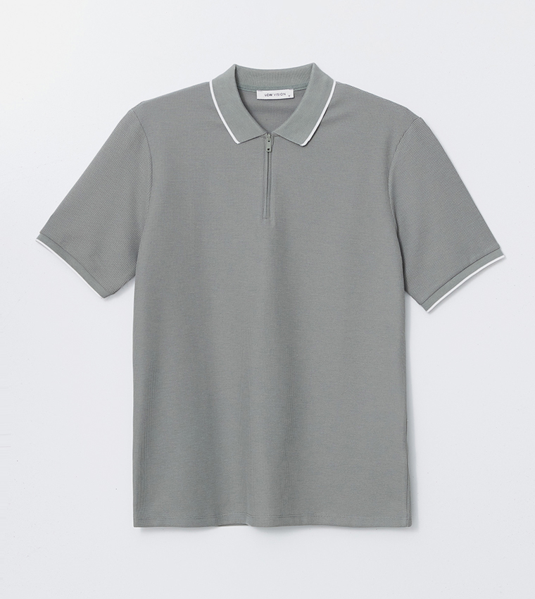 Contrast Tipping Short Sleeves Polo T-Shirt