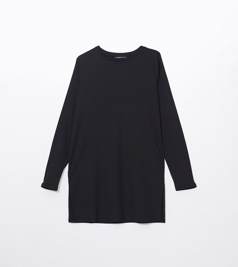 Textured Long Sleeves Tunic Top