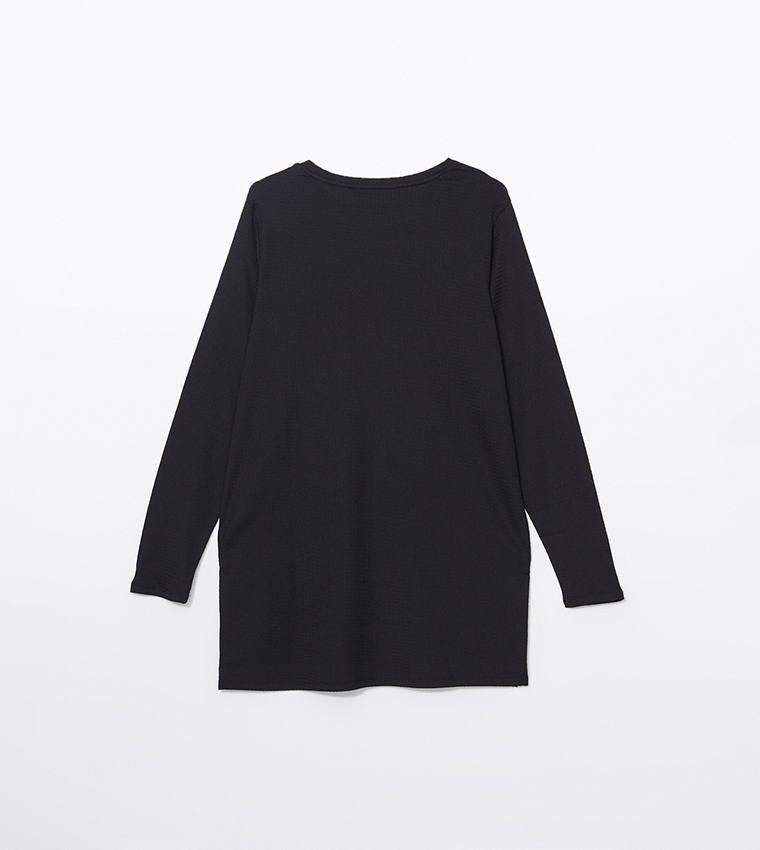 Textured Long Sleeves Tunic Top