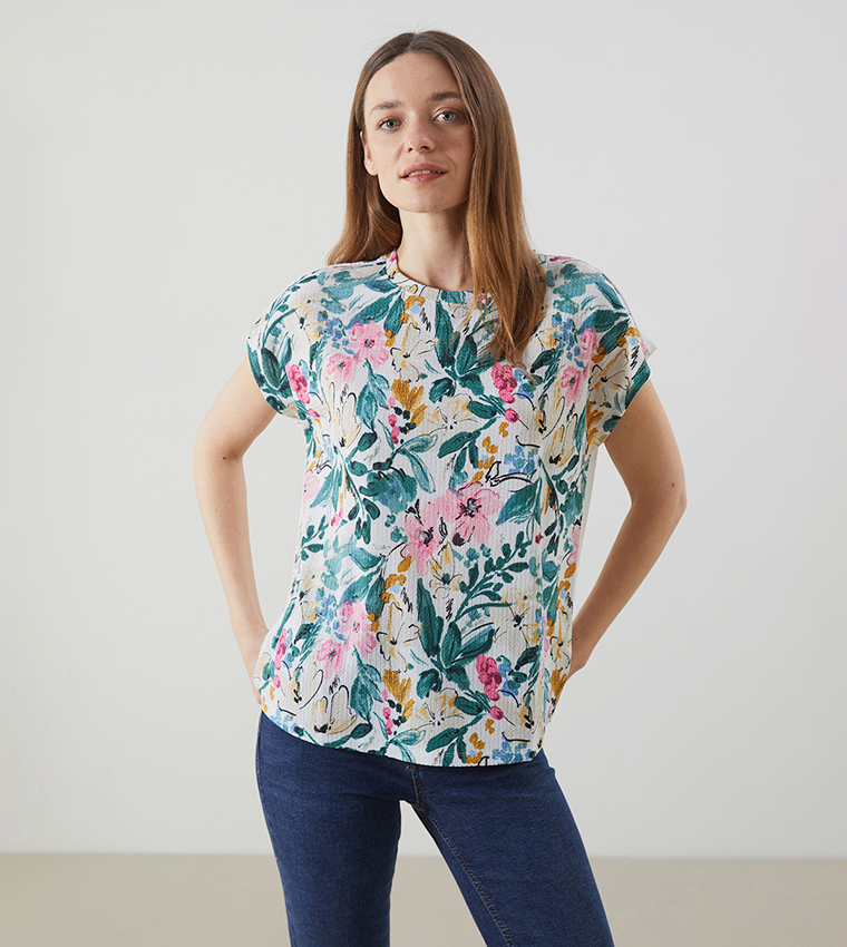 Floral Printed Short Sleeves Top