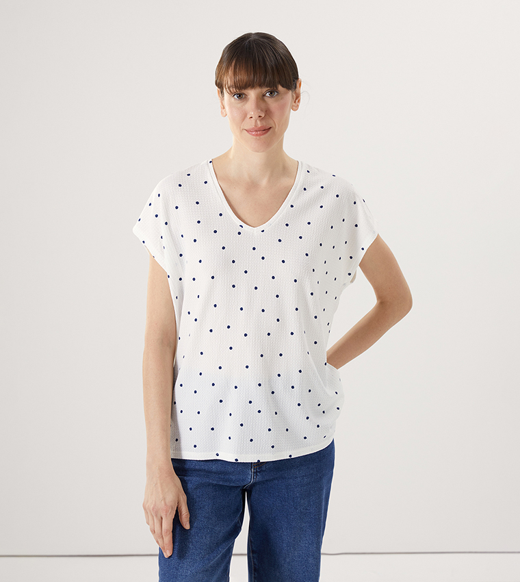 Polka Dot V-Neck T-Shirt