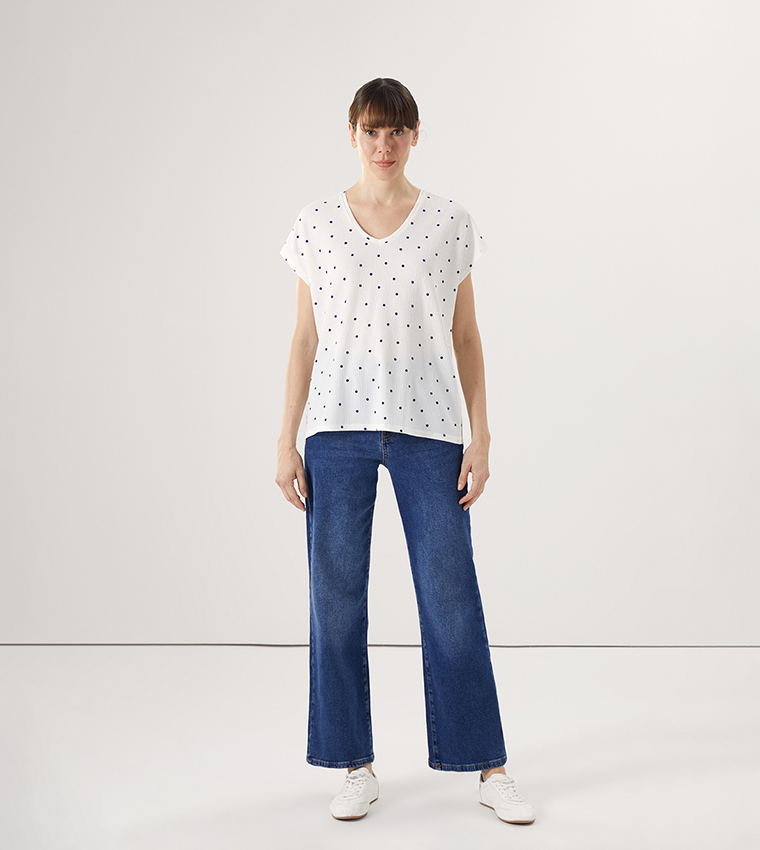 Polka Dot V-Neck T-Shirt