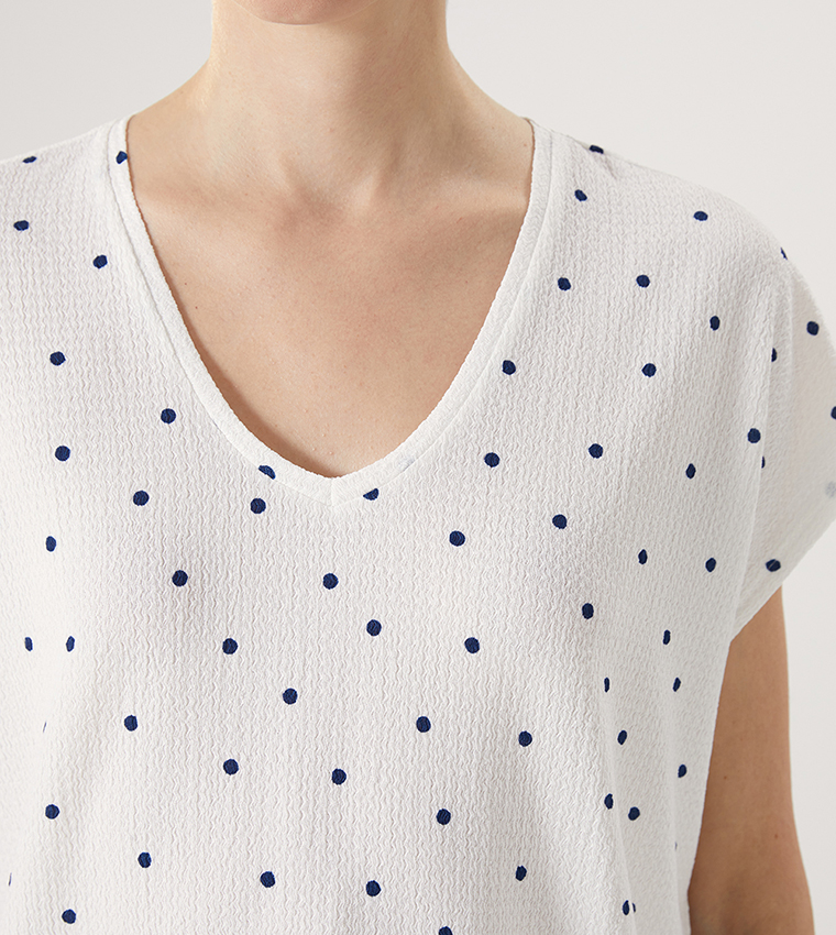 Polka Dot V-Neck T-Shirt