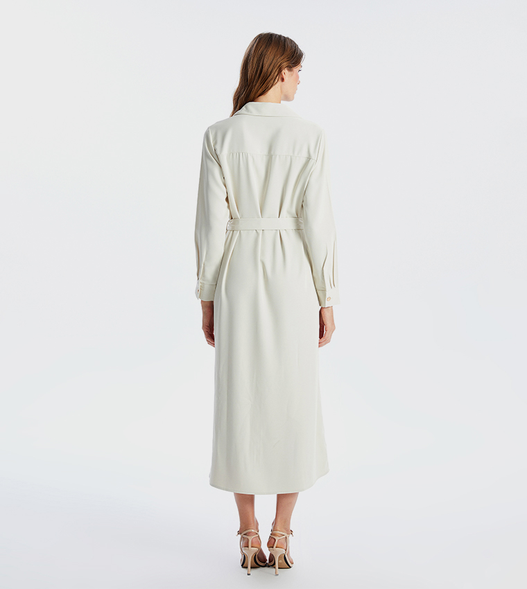 Pocket Detail Long Sleeves Shirt Dress