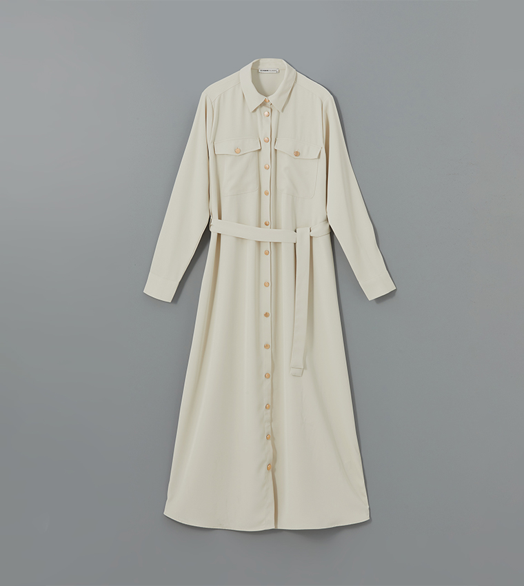 Pocket Detail Long Sleeves Shirt Dress