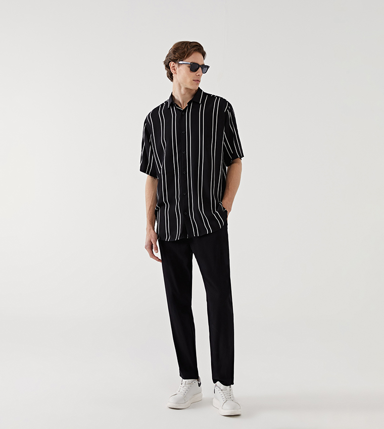 Striped Regular Fit Viscose Shirt