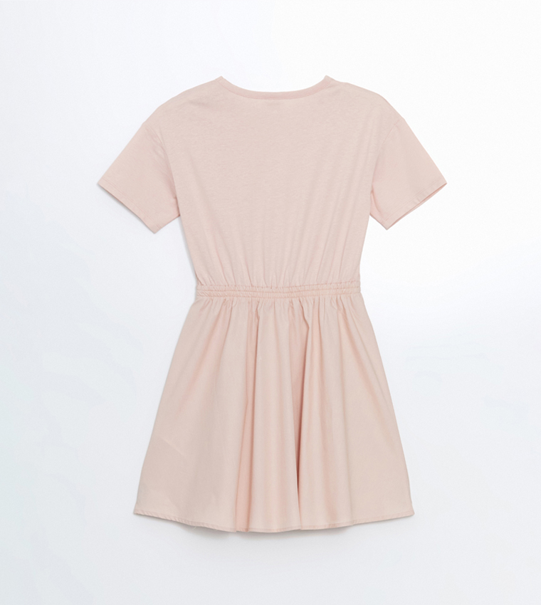 Solid Crew Neck Dress