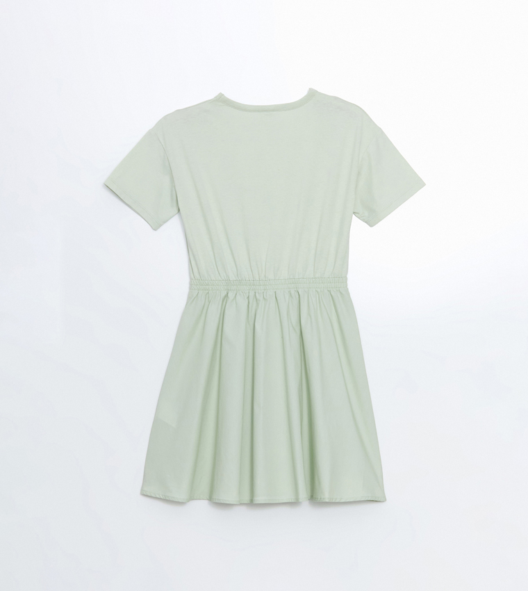 Solid Crew Neck Dress