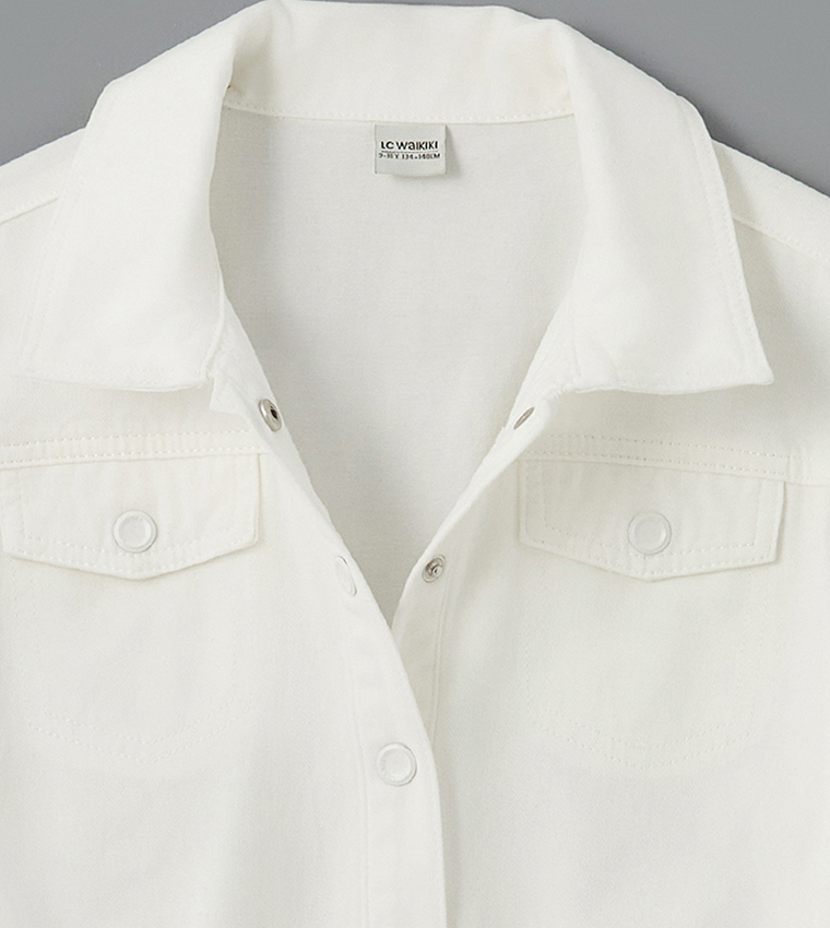 Washed Shirt Collar Denim Jumpsuit