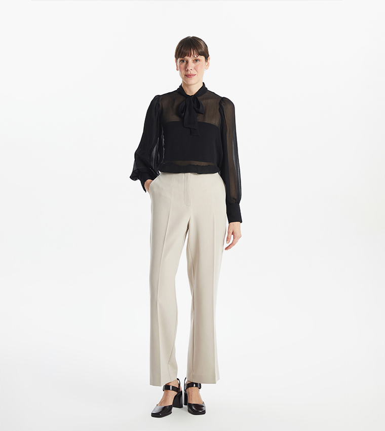 Solid Straight Fit Formal Trousers