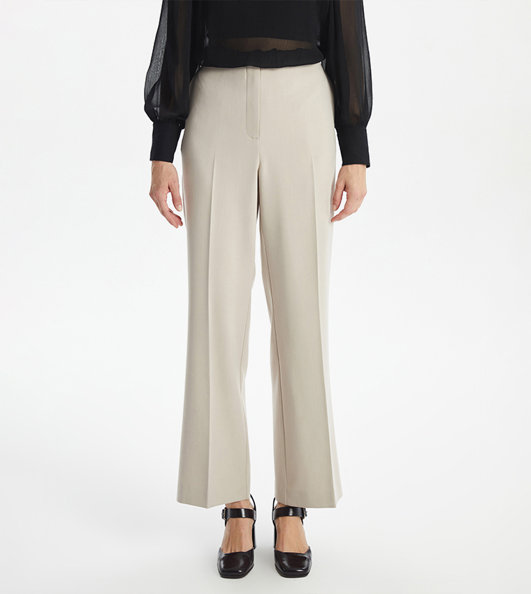 Solid Straight Fit Formal Trousers