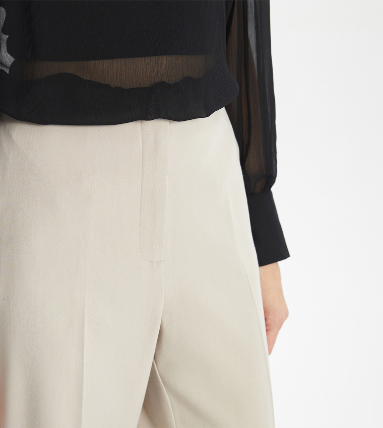 Solid Straight Fit Formal Trousers