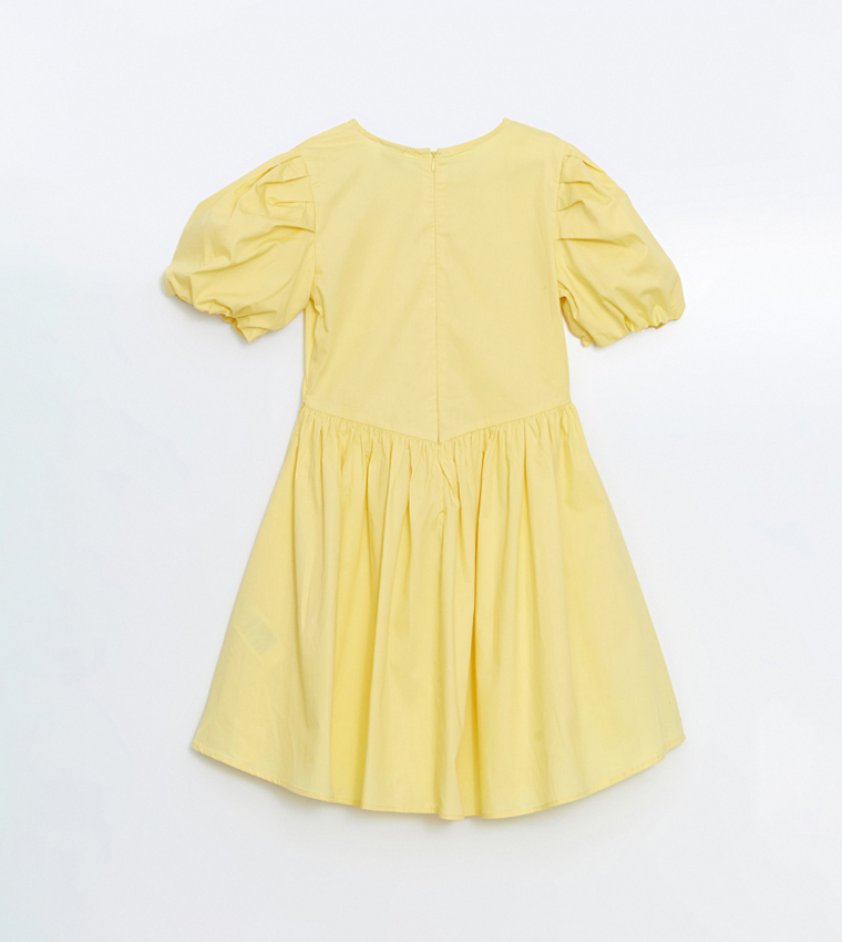 Solid Short Sleeves Dress