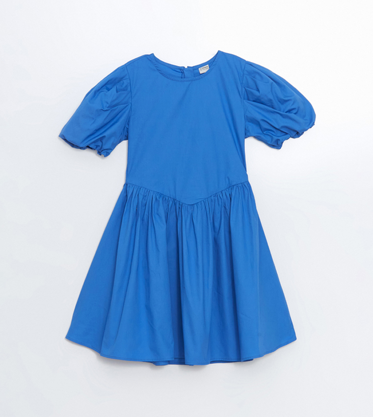 Solid Short Sleeves Dress