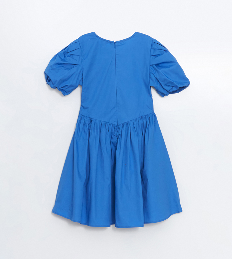Solid Short Sleeves Dress