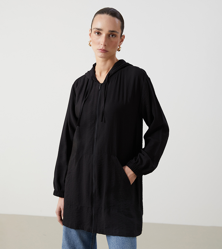 Textured Long Sleeves Tunic Jacket