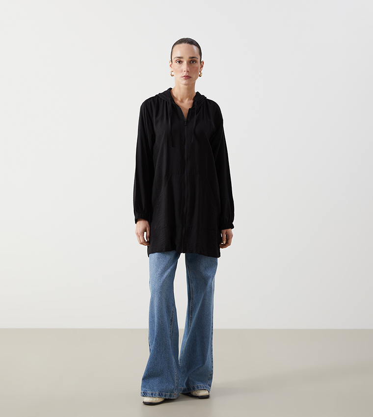 Textured Long Sleeves Tunic Jacket