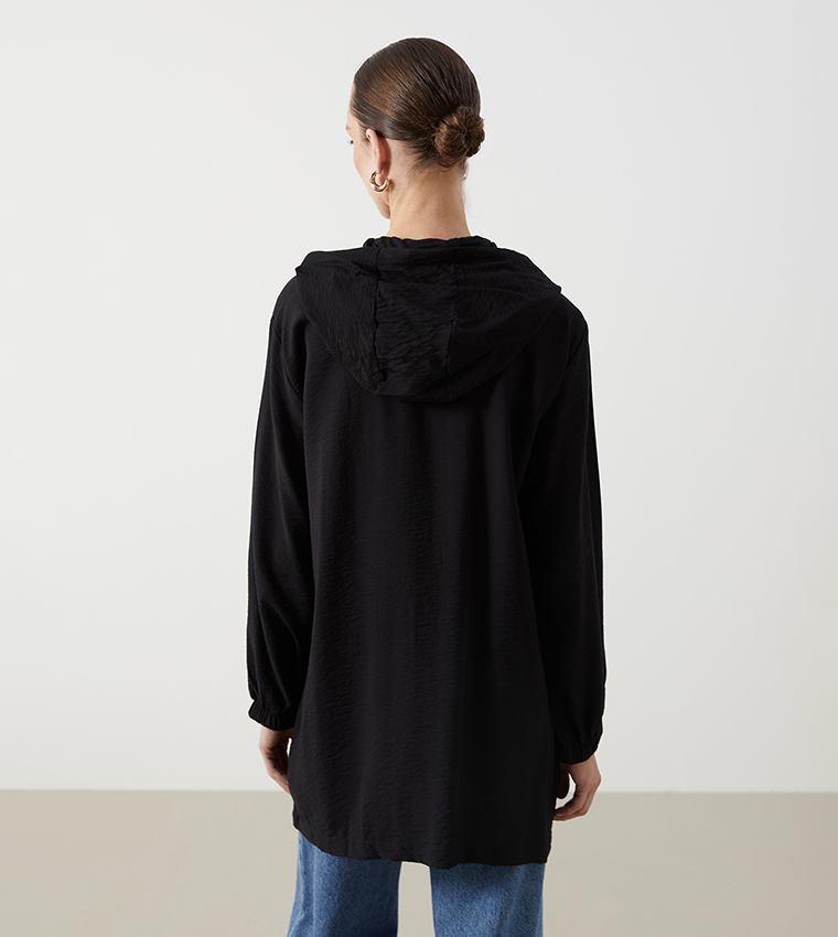 Textured Long Sleeves Tunic Jacket