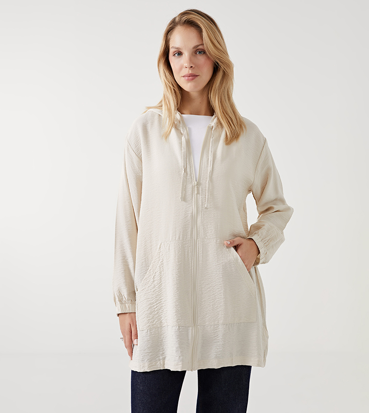 Textured Long Sleeves Tunic Jacket