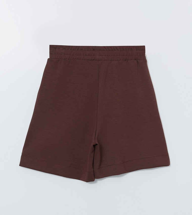 Solid Elastic Waist Shorts