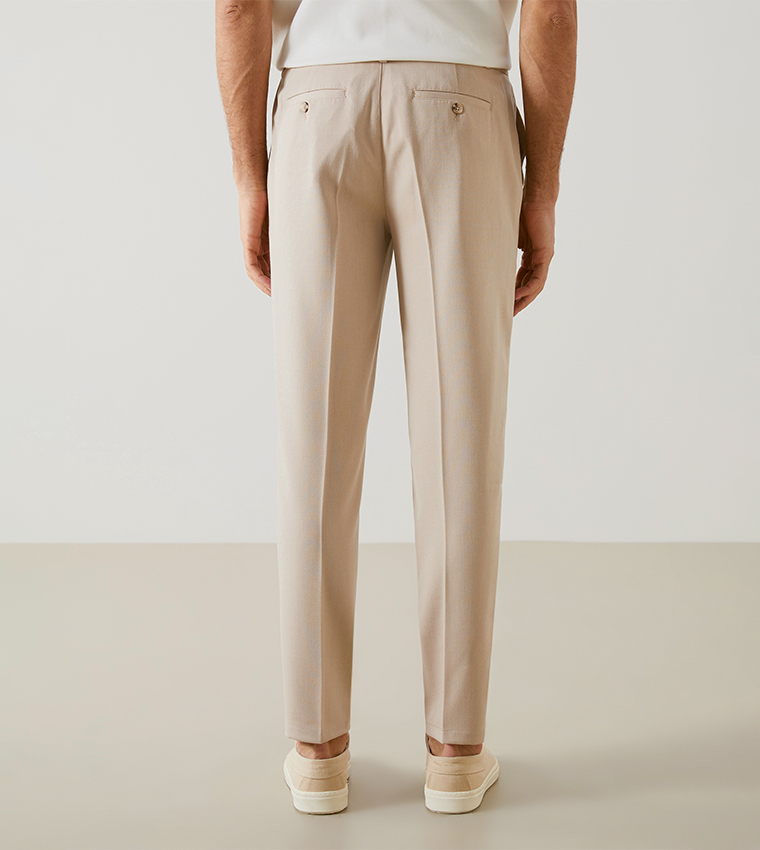 Solid Tapered Fit Trousers