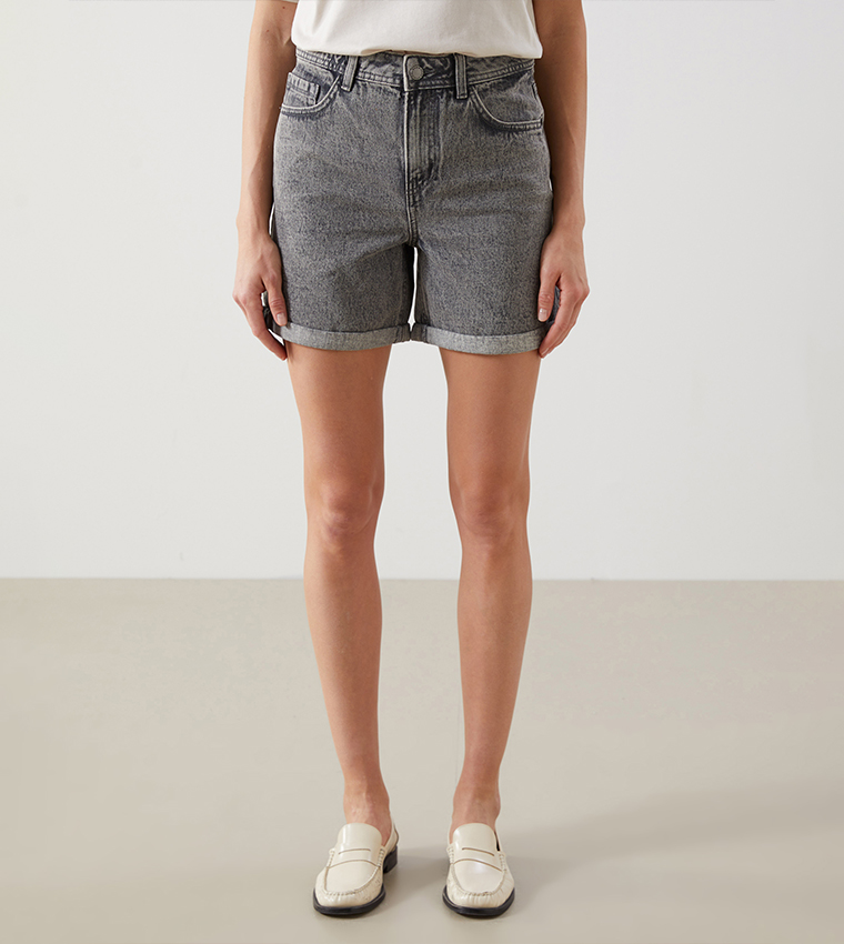 Washed Denim Shorts