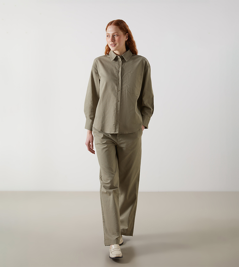 Linen Blend Standard Fit Trousers