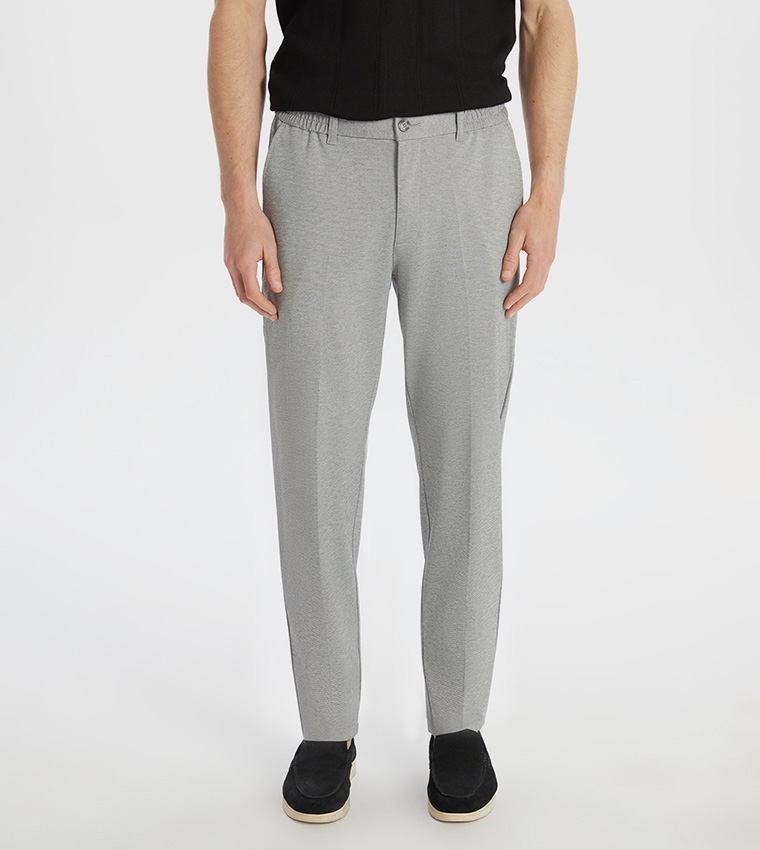 Solid Mid-Rise Trousers