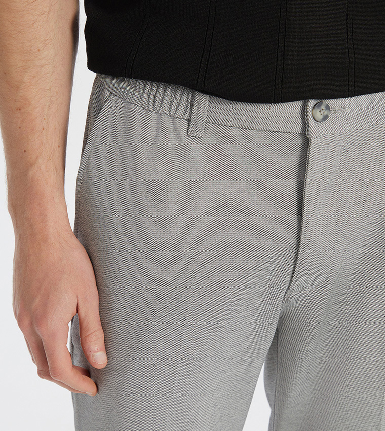 Solid Mid-Rise Trousers