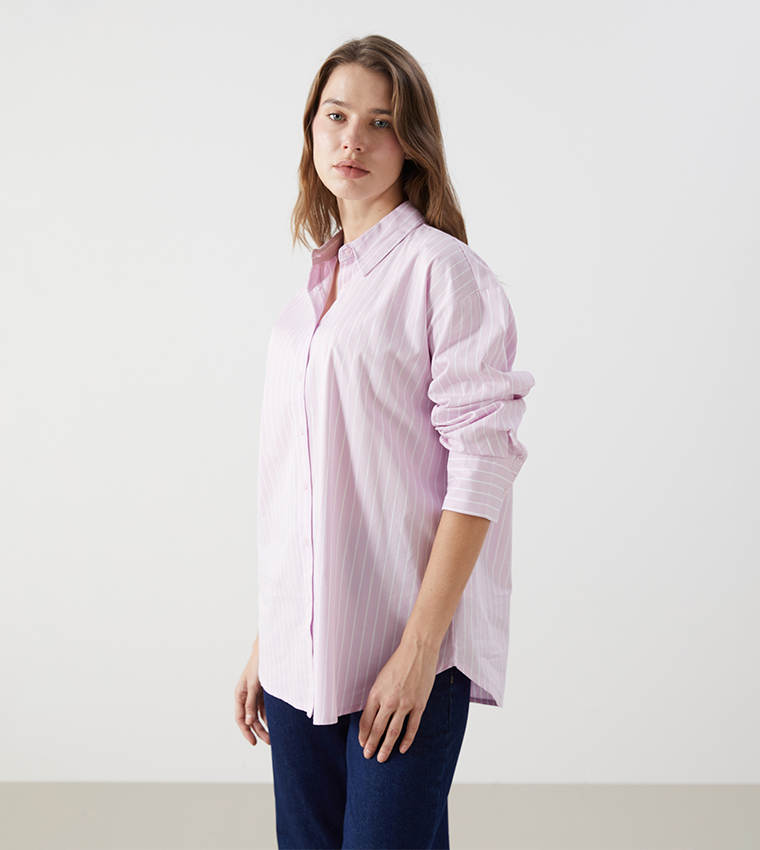 Striped Long Sleeves Oversized Shirt