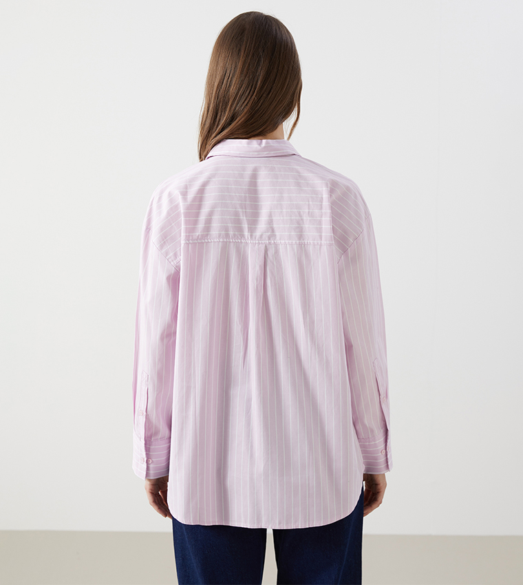 Striped Long Sleeves Oversized Shirt