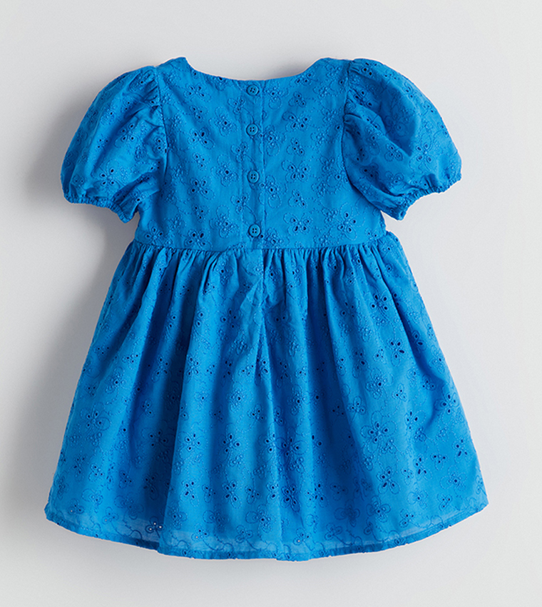 Embroidered Square Neck Lace Dress