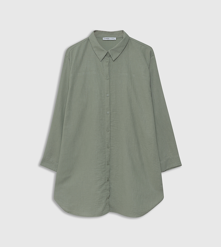 Solid Long Sleeves Tunic Shirt