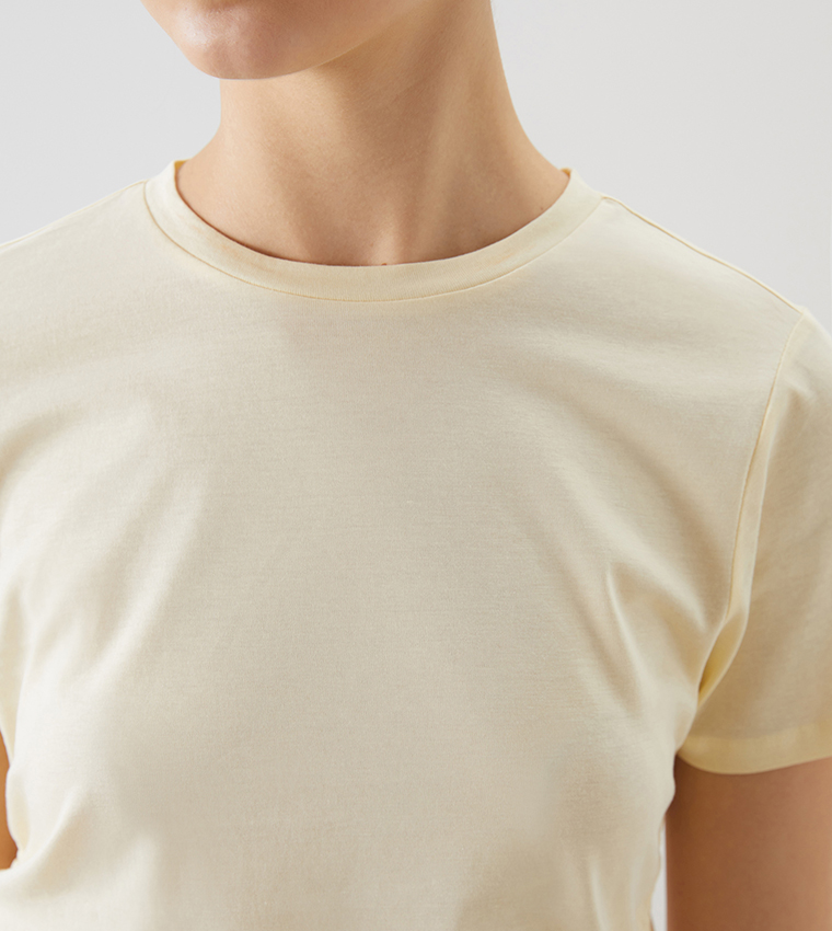 Solid Short Sleeves Crop Top