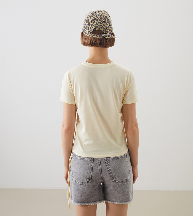 Solid Short Sleeves Crop Top