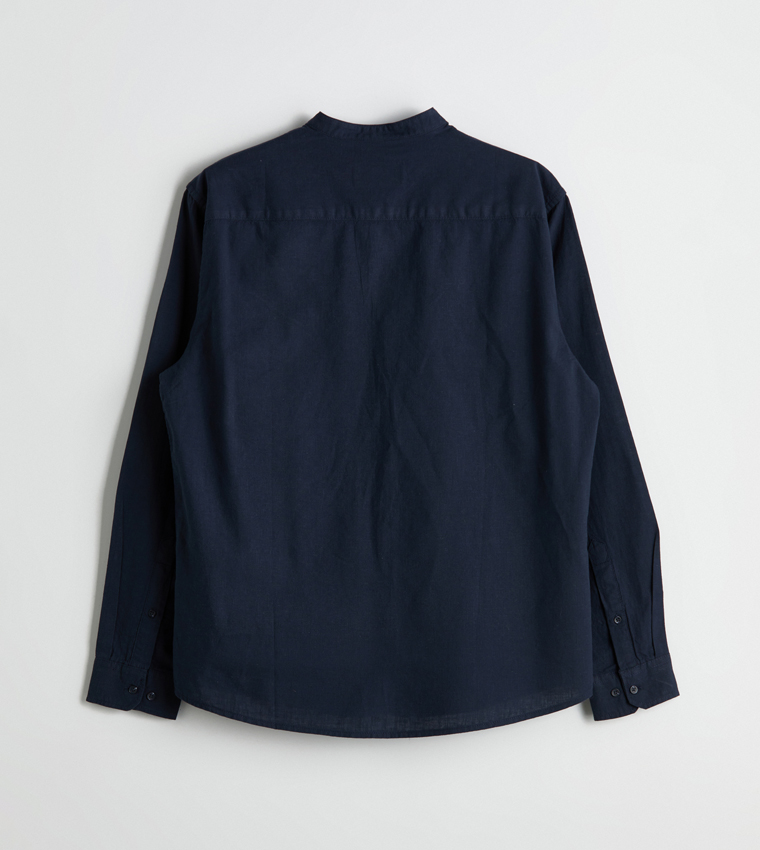 Linen-Blend Regular Fit Long Sleeves Shirt