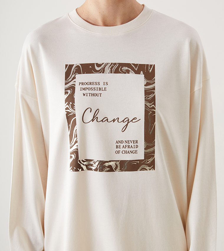 Printed Long Sleeves Sweatshirt Tunic