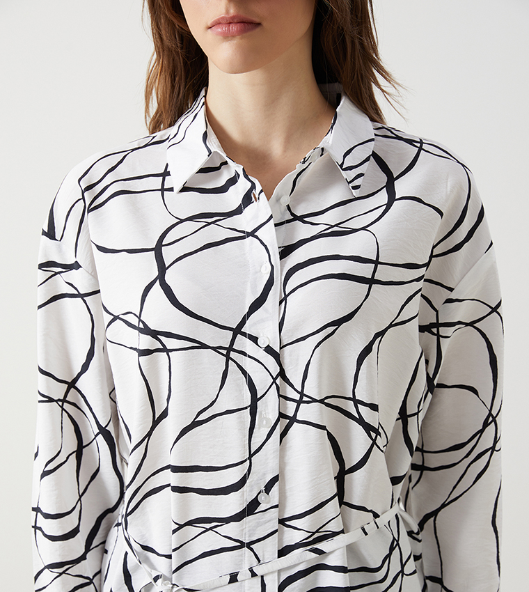Patterned Long Sleeves Tunic Shirt