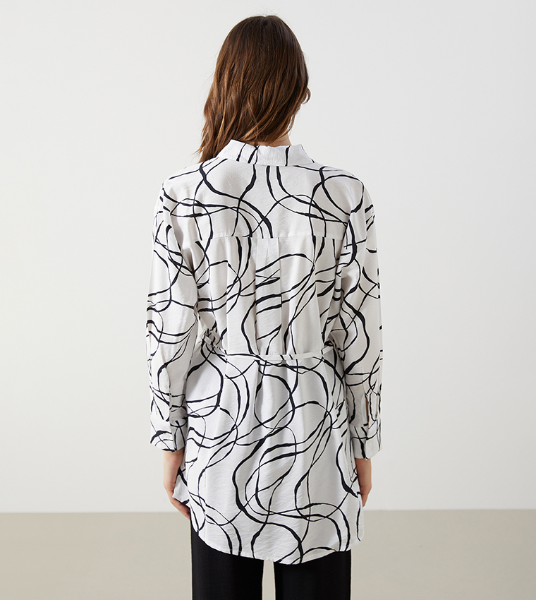 Patterned Long Sleeves Tunic Shirt