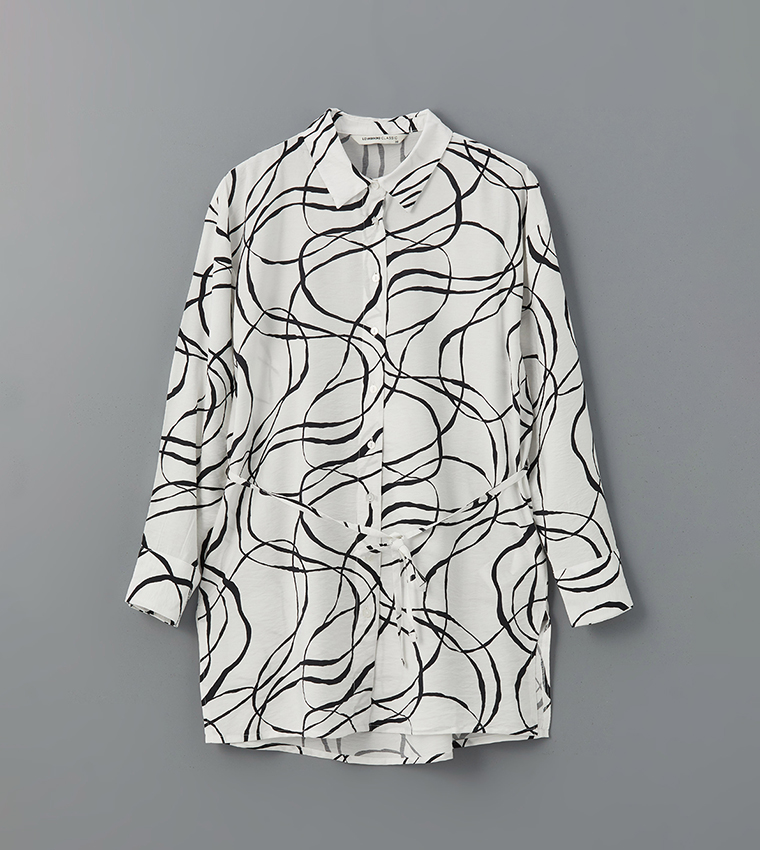 Patterned Long Sleeves Tunic Shirt