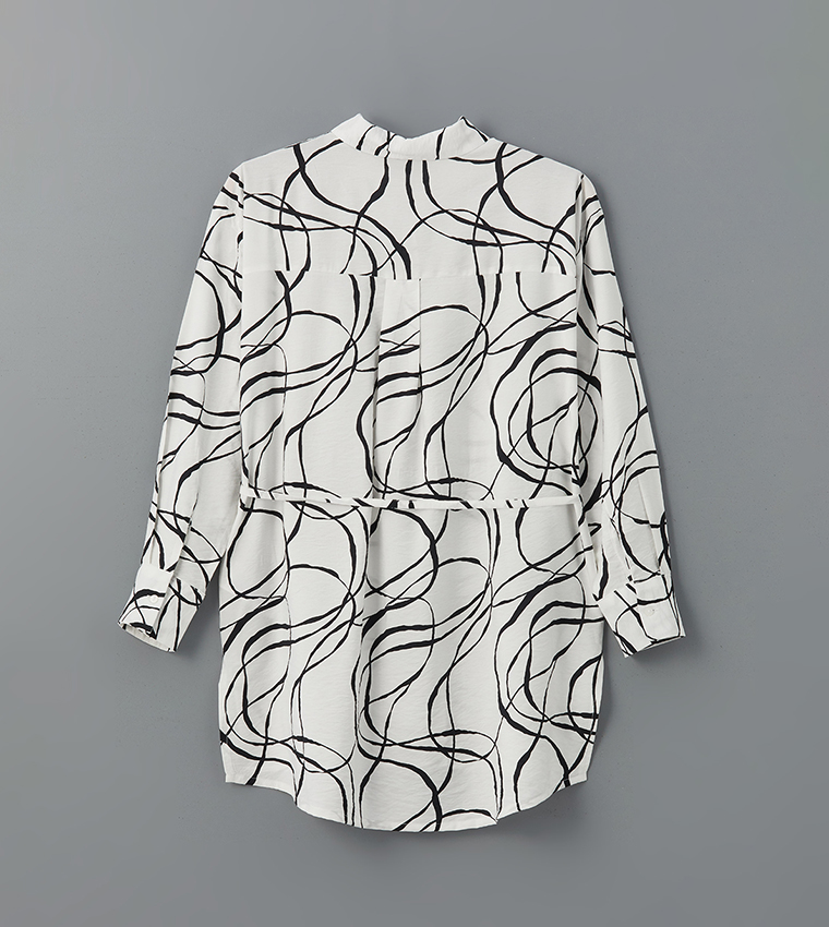 Patterned Long Sleeves Tunic Shirt